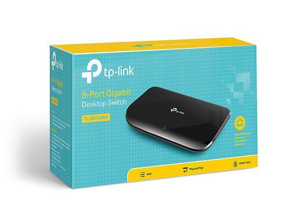 TP-Link TL-SG1008D 8-Port Gigabit Unmanaged Switch Desktop Wall-Mounting Plastic Case Fanless Supports MAC address 802.1p/DSCP QoS - Connected Technologies