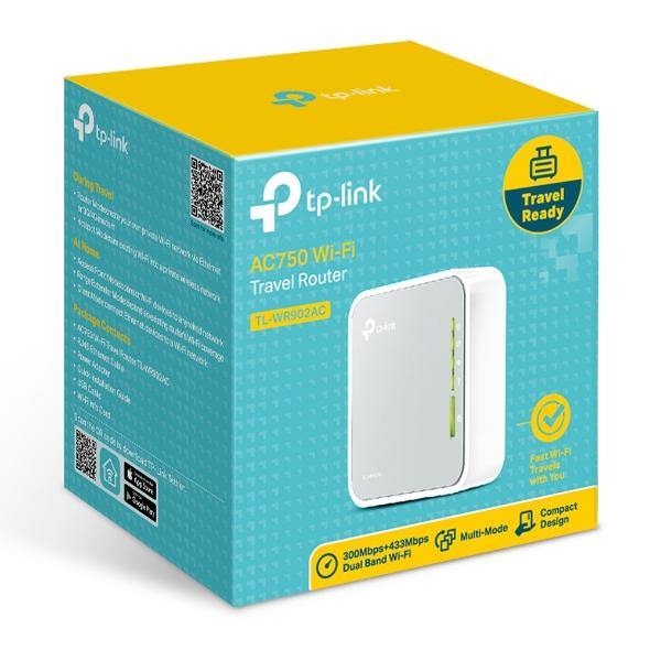 TP-Link TL-WR902AC AC750 750Mbps Dual Band WiFi Wireless Travel Router 1x100Mbps LAN/WAN USB for 3G/4G Modem Pocket Size WISP AP Range Extender Client - Connected Technologies