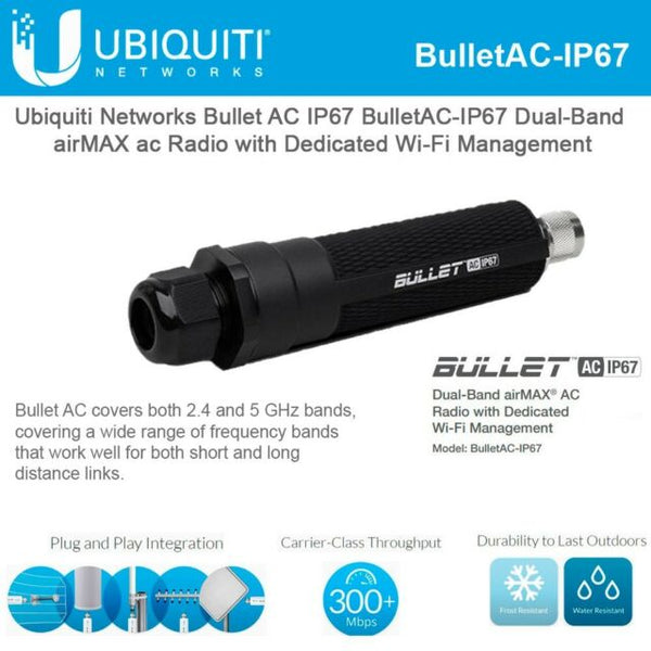 Ubiquiti BulletAC-IP67 Bullet Dual Band AC Titanium - Connected Technologies