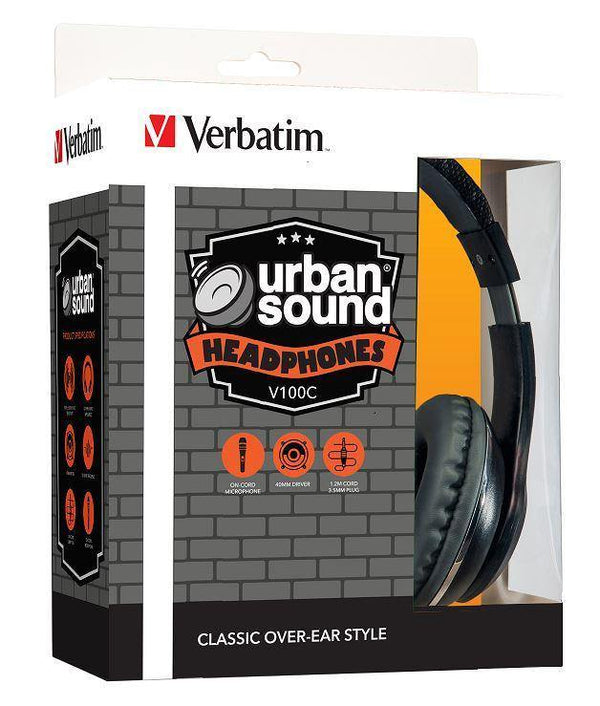Verbatim Stereo Headphone Classic - Black, Over-Ear Design, 1.2 Meter Cable Included, Great for Music on Smartphone, Notebook, Laptop, Desktop, PC - Connected Technologies