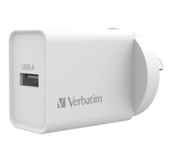 Verbatim USB Charger Single Port 2.4A - White Single Port 